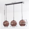 Koyoto Suspension, Boule lumineuse, Suspension 30 cm Cuivré, 3 lumières