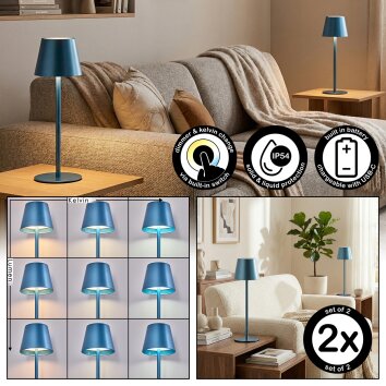 Salgadinho Lampe de table d'extérieur, Lampe à poser LED Bleu, 1 lumière