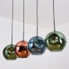 Ripoll Suspension, Boule lumineuse, Suspension Bleu, Vert, Cuivré, 4 lumières