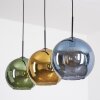 Koyoto Suspension, Boule lumineuse, Suspension 30 cm Bleu, Or, Vert, 3 lumières