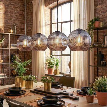 Ripoll Suspension, Boule lumineuse, Suspension Chrome, Fumé, 4 lumières