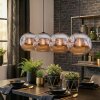 Ripoll Suspension, Boule lumineuse, Suspension Chrome, Fumé, 4 lumières