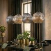 Ripoll Suspension, Boule lumineuse, Suspension Ambre, Fumé, 4 lumières