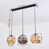 Ripoll Suspension, Boule lumineuse, Suspension Ambre, Fumé, 3 lumières