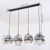 Ripoll Suspension, Boule lumineuse, Suspension Chrome, Clair, Fumé, 4 lumières
