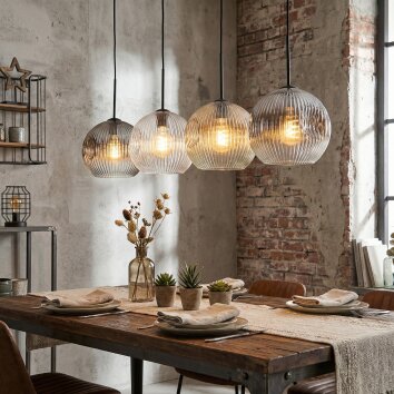 Ripoll Suspension, Boule lumineuse, Suspension Ambre, Clair, Fumé, 4 lumières