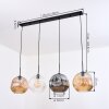 Ripoll Suspension, Boule lumineuse, Suspension Ambre, Clair, Fumé, 4 lumières