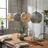 Ripoll Suspension, Boule lumineuse, Suspension Ambre, Fumé, 4 lumières