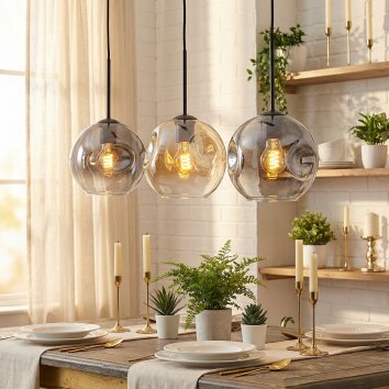 Ripoll Suspension, Boule lumineuse, Suspension Ambre, Clair, Fumé, 3 lumières