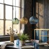 Koyoto Suspension, Boule lumineuse, Suspension Bleu, Or, Vert, 3 lumières