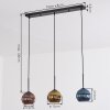 Koyoto Suspension, Boule lumineuse, Suspension Bleu, Or, Cuivré, 3 lumières