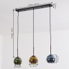Koyoto Suspension, Boule lumineuse, Suspension Bleu, Or, Vert, 3 lumières