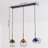 Koyoto Suspension, Boule lumineuse, Suspension Bleu, Or, Vert, Clair, 3 lumières