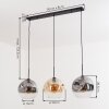 Ripoll Suspension, Boule lumineuse, Suspension Ambre, Clair, Fumé, 3 lumières