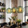 Ripoll Suspension, Boule lumineuse, Suspension Vert, 3 lumières