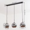 Ripoll Suspension, Boule lumineuse, Suspension Chrome, Fumé, 3 lumières