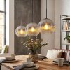 Ripoll Suspension, Boule lumineuse, Suspension Chrome, Clair, Fumé, 3 lumières