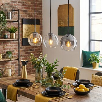 Koyoto Suspension, Boule lumineuse, Suspension Ambre, Clair, Fumé, 3 lumières