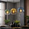 Koyoto Suspension, Boule lumineuse, Suspension Bleu, Or, Vert, Clair, 3 lumières