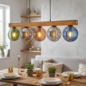 Gastor Suspension, Boule lumineuse, Suspension Écru, Noir, 5 lumières