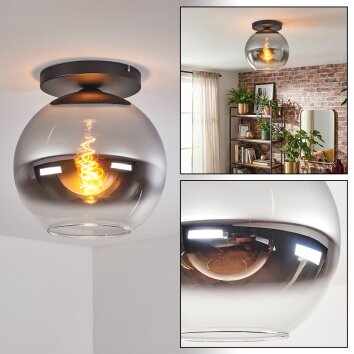 Koyoto Plafonnier, Boule lumineuse 30 cm Chrome, Clair, Fumé, 1 lumière