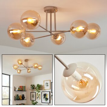 Gastor Plafonnier, Boule lumineuse 80 cm Sable, 6 lumières