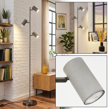 Javel Lampadaire LED Gris, Noir, 3 lumières