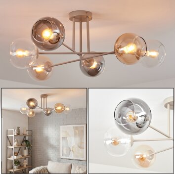 Koyoto Plafonnier, Boule lumineuse 78 cm Sable, 6 lumières