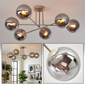 Gastor Plafonnier, Boule lumineuse 80 cm Sable, 6 lumières