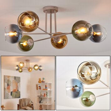 Koyoto Plafonnier, Boule lumineuse 78 cm Sable, 6 lumières