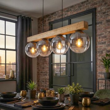 Gastor Suspension, Boule lumineuse, Suspension Écru, Noir, 4 lumières