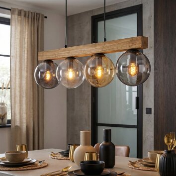 Gastor Suspension, Boule lumineuse, Suspension Écru, Noir, 4 lumières