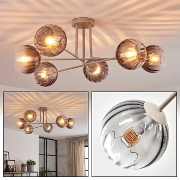 Koyoto Plafonnier, Boule lumineuse 78 cm Sable, 6 lumières