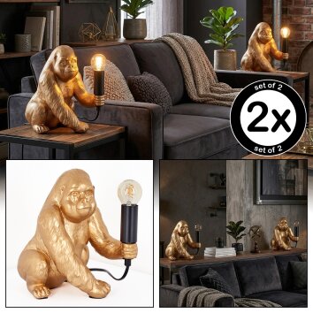 Zarik Lampe à poser Or, Noir, 1 lumière