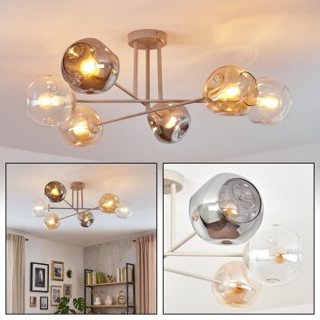 Ripoll Plafonnier, Boule lumineuse Sable, 6 lumières