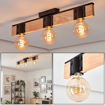 Lemou Plafonnier Écru, Noir, 3 lumières