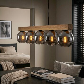 Koyoto Suspension, Boule lumineuse, Suspension Écru, Noir, 5 lumières