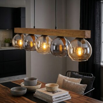 Koyoto Suspension, Boule lumineuse, Suspension Écru, Noir, 5 lumières