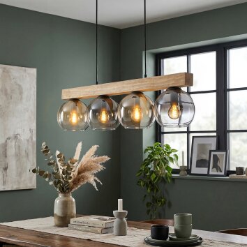 Koyoto Suspension, Boule lumineuse, Suspension Écru, Noir, 4 lumières