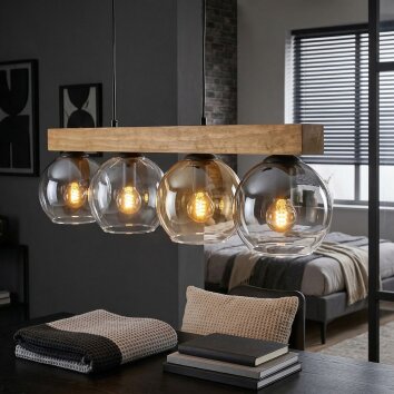 Koyoto Suspension, Boule lumineuse, Suspension Écru, Noir, 4 lumières