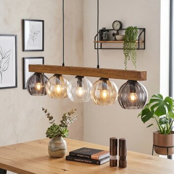 Koyoto Suspension, Boule lumineuse, Suspension Écru, Noir, 5 lumières