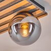 Rafon Plafonnier, Boule lumineuse Couleur bois, Noir, 4 lumières