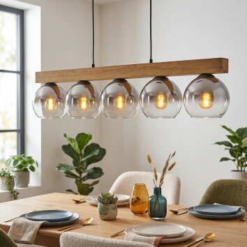Koyoto Suspension, Boule lumineuse, Suspension Écru, Noir, 5 lumières