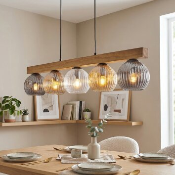 Ripoll Suspension, Boule lumineuse, Suspension Écru, Noir, 5 lumières