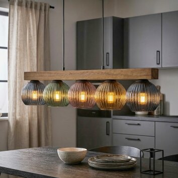 Koyoto Suspension, Boule lumineuse, Suspension Écru, Noir, 5 lumières
