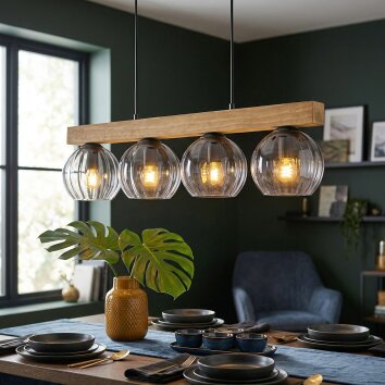 Koyoto Suspension, Boule lumineuse, Suspension Écru, Noir, 4 lumières