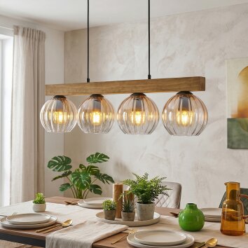 Koyoto Suspension, Boule lumineuse, Suspension Écru, Noir, 4 lumières