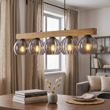 Koyoto Suspension, Boule lumineuse, Suspension Écru, Noir, 5 lumières