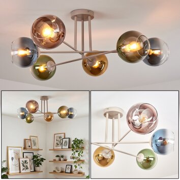 Koyoto Plafonnier, Boule lumineuse 78 cm Sable, 6 lumières