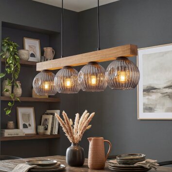 Ripoll Suspension, Boule lumineuse, Suspension Écru, Noir, 4 lumières